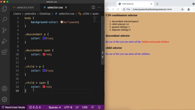 Select element by relationship (child | siblings) | combinators | CSS смотреть онлайн