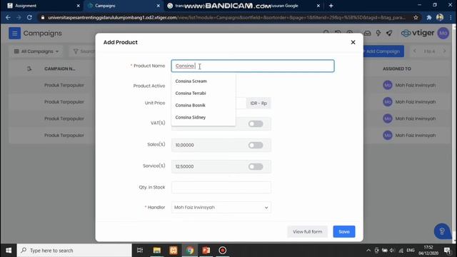 Membuat Campaign Produk Fitur Marketing pada Aplikasi Vtiger CRM смотреть онлайн