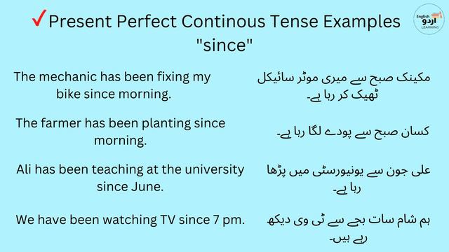 "Present Perfect Continous Tense | Examples with Urdu | English Speaking Practice| Spoken English смотреть онлайн