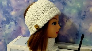 Повязка на голову и шарфик  крючком.Повязка на голову для начинающих.