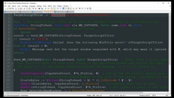 AutoHotkey Intro 13 - OnMessage, SendMessage, PostMessage, Send Data Between Scripts