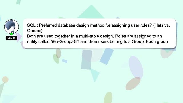 SQL : Preferred database design method for assigning user roles? (Hats vs. Groups) смотреть онлайн
