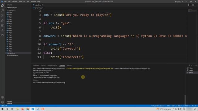 Python Tutorial For Absolute Beginners - 29 - A quiz game смотреть онлайн