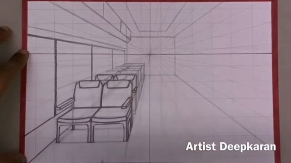 Bus Interior Drawing in Perspective | 1-point perspective | #perspective #composition