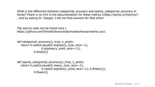 PYTHON : Keras - Difference between categorical_accuracy and sparse_categorical_accuracy смотреть онлайн