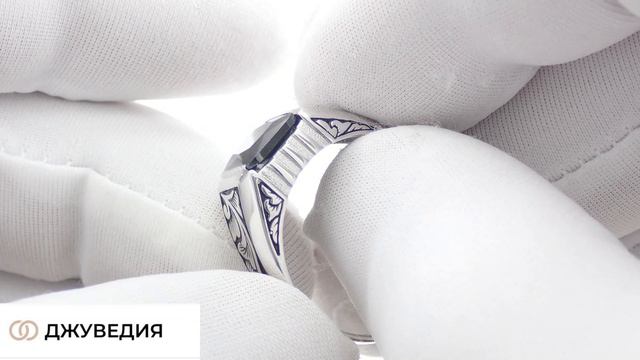 Перстень Мужской с Черным фианитом, Артикул КМ-395_с, серебро 925 пробы смотреть онлайн