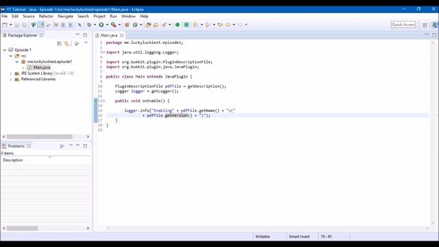 Plugin Development | The Basics (Enabling, Disabling, And plugin.yml) смотреть онлайн