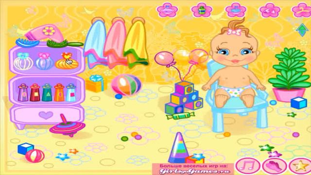 Игра "Ухаживать за малышами. Искупай малыша" смотреть онлайн