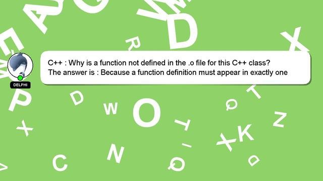 C++ : Why is a function not defined in the .o file for this C++ class? смотреть онлайн