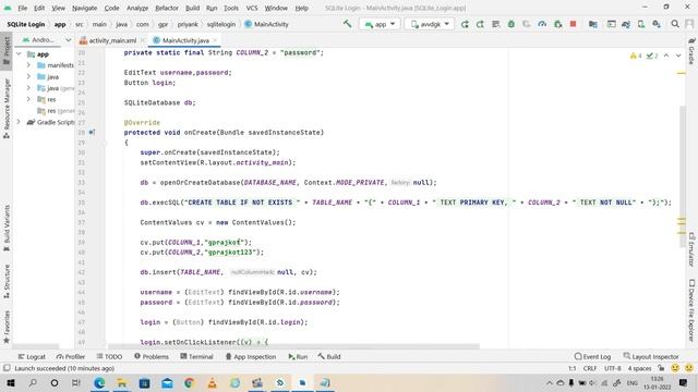 SQLite Login in Android смотреть онлайн
