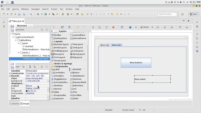 100 JAVA Swing GUI JTabbedPane смотреть онлайн