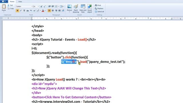 LOAD METHOD JQUERY DEMO смотреть онлайн