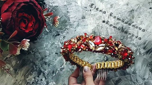 Широкий ободок расшитый стразами и хрустальными бусинами смотреть онлайн
