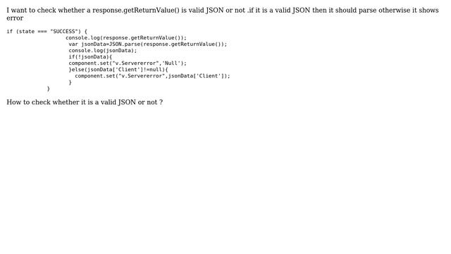 Salesforce: check response value json is valid or not in salesforce lightning component controller? смотреть онлайн