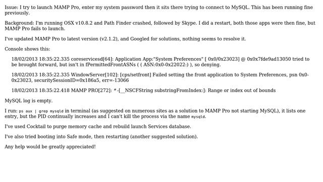 Apple: MAMP Pro failing to launch (mysql) смотреть онлайн