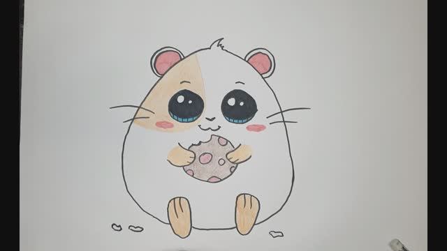 как нарисовать милого хомяка, шаг за шагом, поэтапно смотреть онлайн