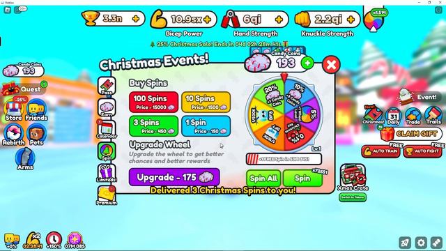 Arm Wrestle Simulator WOW 83 Reindeers on 10.6 Million Candies WHEEL | Roblox смотреть онлайн