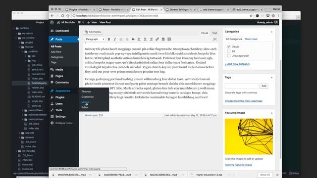7 - Portfolio WP. Añadiendo la configuración del tema en functions.php смотреть онлайн