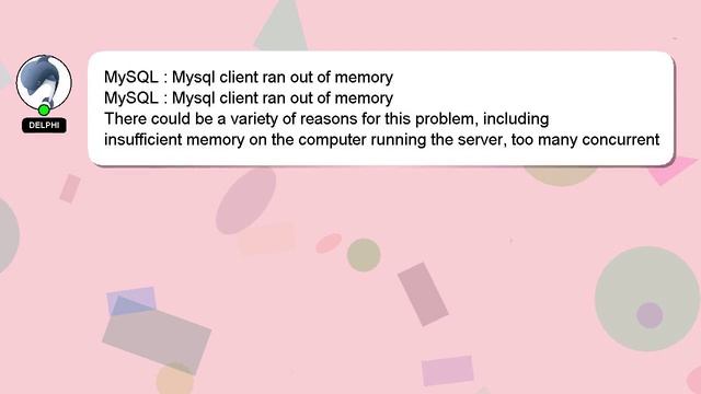 MySQL : Mysql client ran out of memory смотреть онлайн