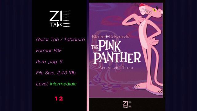 The pink panther theme (La pantera rosa) Arr. Cacho Tirao, Guitar Tab, Tablatura, Tablature смотреть онлайн