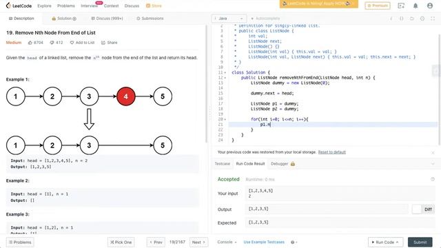 LeetCode 19 - Remove Nth Node From End of List || Java Solution смотреть онлайн