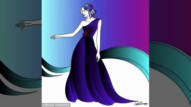 Beautiful dark blue dress coloring at Color Therapy смотреть онлайн
