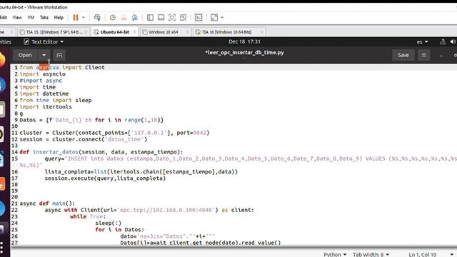 Adquisición de datos desde python de un PLC S7-1500 e inserción de datos en Apache Cassandra смотреть онлайн