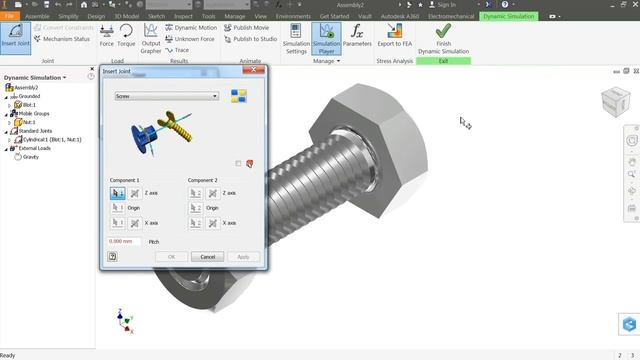 Autodesk Inventor Tutorial Bolt and Nut Animation (Dynamic Simulation) смотреть онлайн