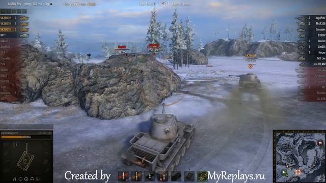 WOT: Arctic Region - VK 3601 (H) - 6 frags - Platoon of 3 kills 14 смотреть онлайн