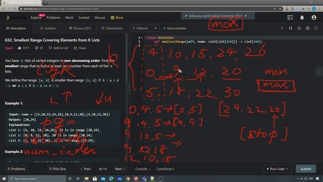 LeetCode 632. Smallest Range Covering Elements from K Lists смотреть онлайн