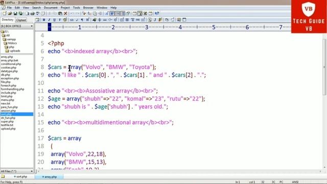 Types of Arrays in PHP | php array tutorial | php part-8 | Associative array Multidimensional array смотреть онлайн