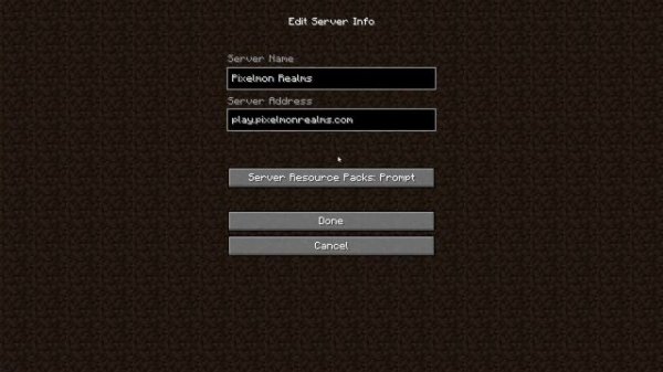 Minecraft Pixelmon Realms Server IP Address