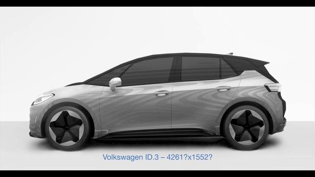 Volkswagen ID 3 size comparison, length x height смотреть онлайн