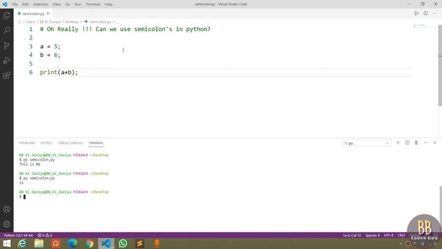 Can We use Semicolon in Python ? | Python Tutorial | Semicolon Operator | Python Tutorial in Hindi смотреть онлайн