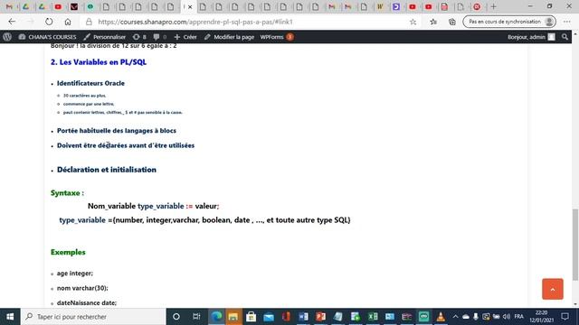 Les variables PL SQL, déclaration, initialisation et propriétés смотреть онлайн