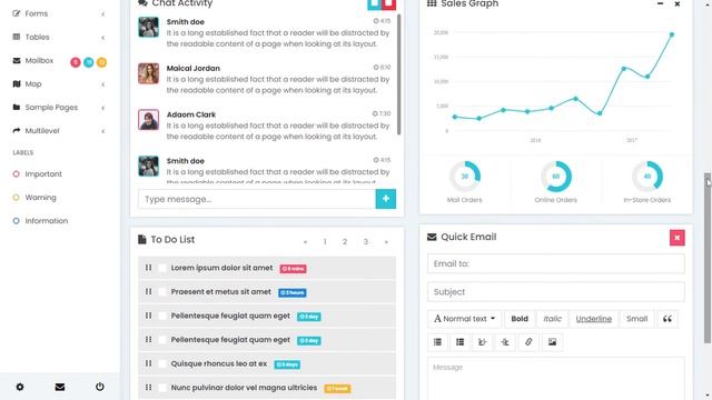 Bootstrap Admin Panel Template Dashboard with Light Theme
