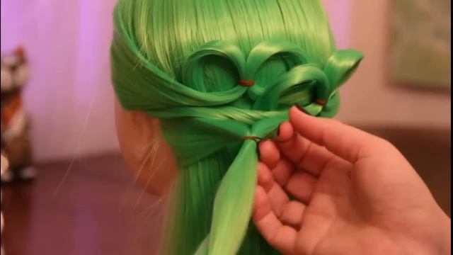 Зелёный хвост с петельками | Авторские причёски | Лена Роговая | Hairstyles by REM | Copyright © смотреть онлайн