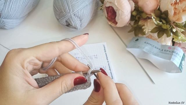 Стильный шарф спицами. Подробный МК смотреть онлайн