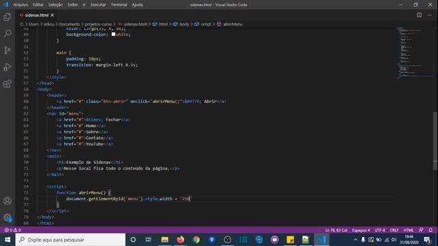 Aula 36 - Como criar um menu lateral - JavaScript смотреть онлайн