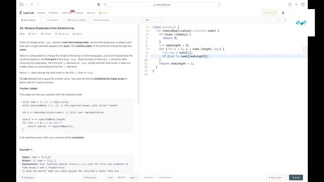 leetcode_dart: 26. Remove Duplicates from Sorted Array смотреть онлайн