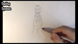 How to draw Withered Chica, five nights at freddy's, Как нарисовать Чику