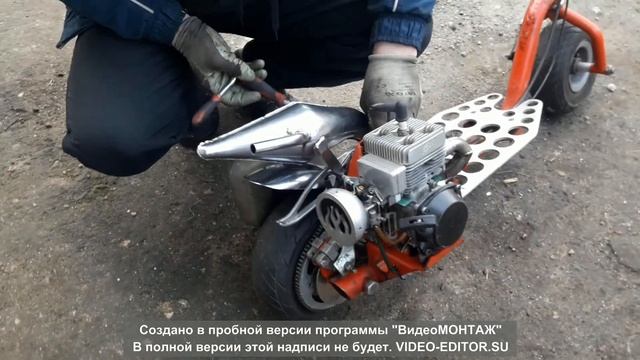 Бешенный самокат с мотором от тримера смотреть онлайн