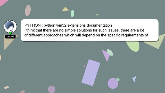 PYTHON : python win32 extensions documentation смотреть онлайн