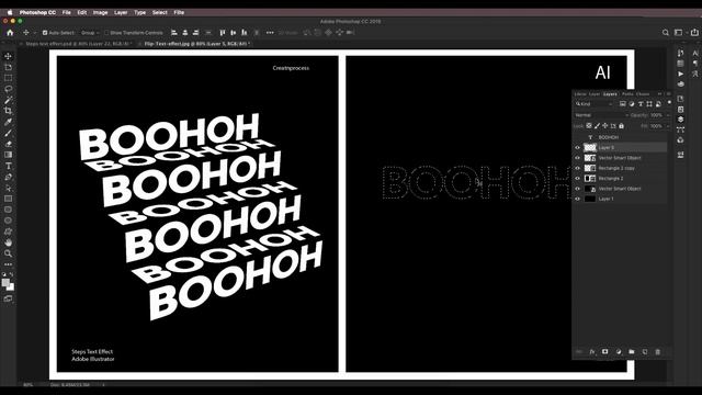 Steps Text Effect in Adobe Illustrator/Photoshop | Vanishing Point & 3D Rotate смотреть онлайн