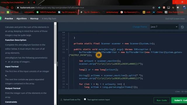 Hackerrank A very big sum Problem explained with code in Java смотреть онлайн
