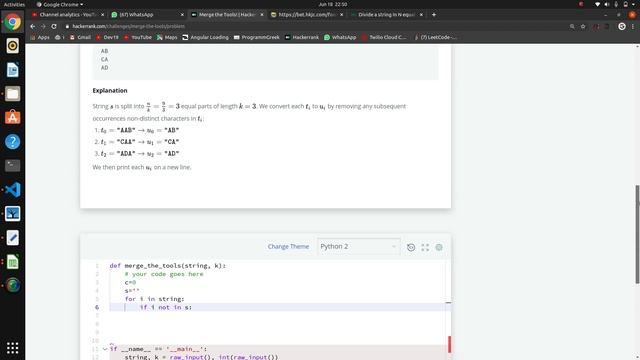 #26 : Merge the Tools | Hackerrank Python Solutions смотреть онлайн