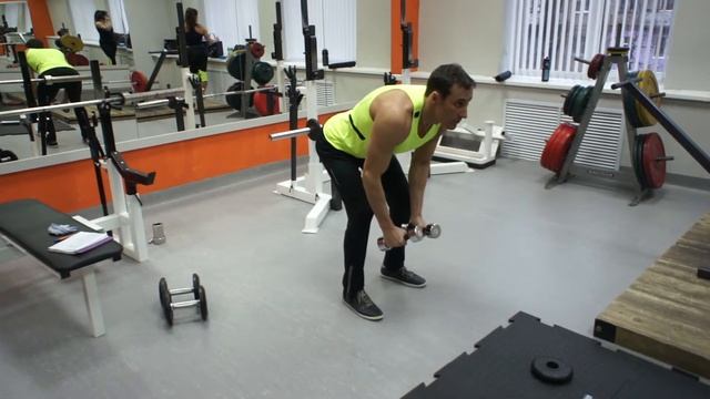 Подъем гантелей стоя в наклоне смотреть онлайн