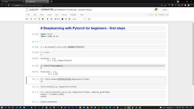 Pytorch for beginners numpy tensors backpropagation смотреть онлайн