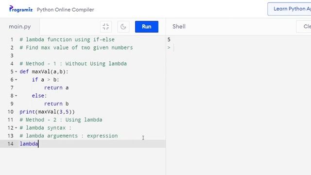 Python : lambda function using if-else / Find max value of two given numbers using lambda смотреть онлайн