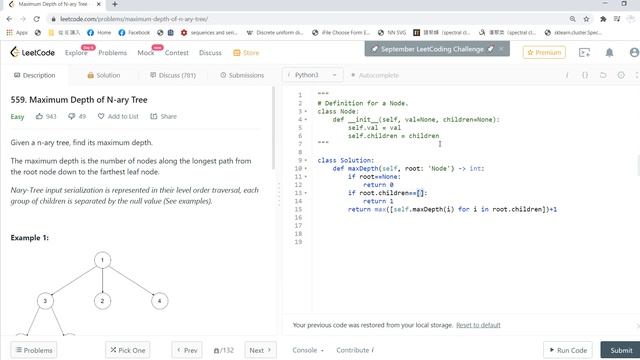 Leetcode solving: 559. Maximum Depth of N-ary Tree смотреть онлайн